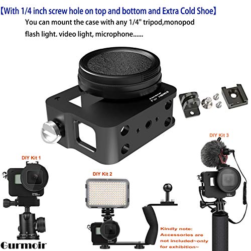 Gurmoir Protective Aluminum Alloy Skeleton Housing Case for Gopro Hero 5/Gopro Hero (2018) Action Camera, Metal Frame Protective Cage with Rear Door and 52mm UV Filter - Thumbnail 2