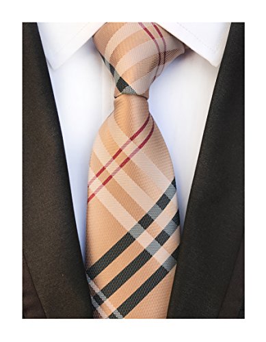 Men's Brown Red Black Woven Casual Preppy Stylish Tie Necktie Presents Gift Idea