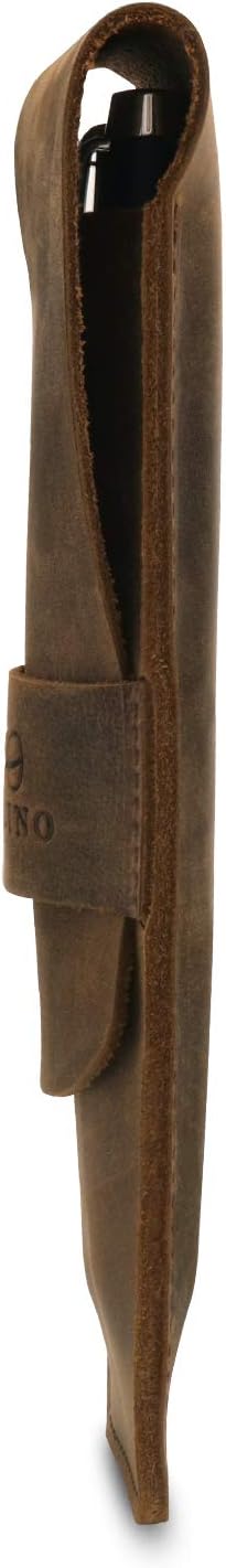 LONDO Genuine Leather Pen and Pencil Case with Tuck in Flap, Stationery Bag, Mink - Image 5