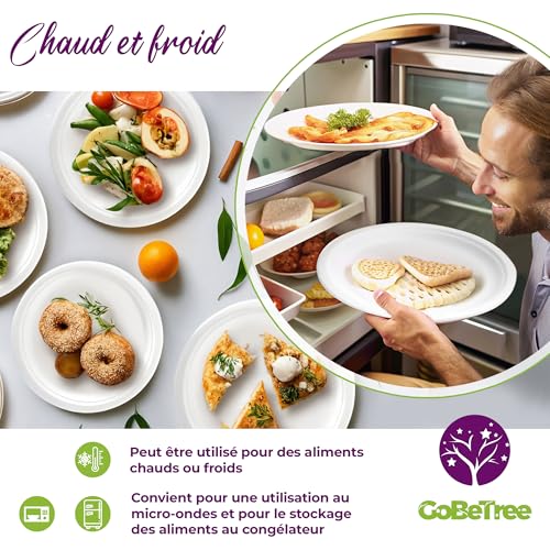GoBeTree 100 x White Sugarcane Bagasse Round Disposable Plates 15cm Heavy Duty Disposable Paper Plates for Camping, Picnics, Parties, BBQs, Birthdays
