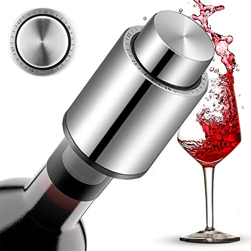 Vacuum Wine Stoppers, with Time Scale Record Wine Stoppers,Reusable Beverage Bottle Sealer and Inner Rubber Keep Fresh,Best Gifts for Wine Lovers