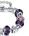 Elegant Silver European Charm Bracelet Purple Murano Glass Beads Bracelets (7.8inch/20cm) DB0009P-20