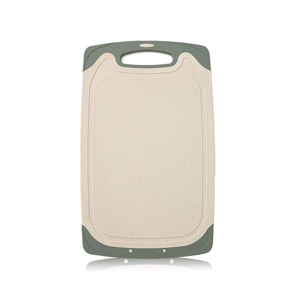 Besylo Chopping Board, Wheat Straw Kitchen Cutting Boards, Non-Toxic Plastic Chopping Board, Juice Groove,Hanging Hole for Kitchen Food Prep, Meat, Vegetables, Bread and Fruit(Beige,21x35)