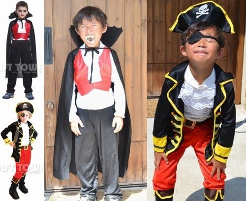 Amazon 子供xl 130 140ｃｍ パイレーツ海賊 風 ハロウィン コスプレ 衣装 コスチューム 子供用 子供 男の子 男子 海賊 パイレーツ オブ カリビアン バンパイア ドラキュラ ハロウィン 衣装 大人 仮装用 おばけ お化け お面 かぶりもの ハロウィーン パーティー