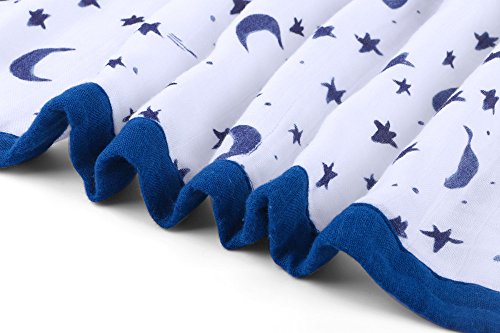 image for LittleJump Muslin Stroller Blanket - Starry Sky Print Bamboo Summer Bl