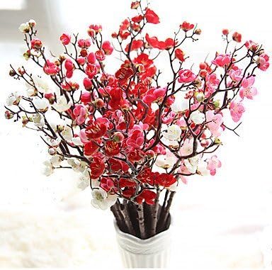 DY2DY Artificial Plum Blossom Floral Arrangement Cherry Blossoms 10 Branch, rose