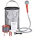 Baban Portable Outdoor Shower+Collapsible Bucket, Camping Shower Battery Shower Powered Handheld Outdoor Shower Rechargeable Camping Showerhead Turns Water from Bucket/Sink Into Steady, Gentle Stream
