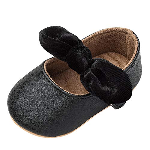 SMALLE â—•â€¿â—• Clearance,Newborn Baby Girl Solid Bow Soft Anti-Slip Hook&Loop First Walker Princess Shoes