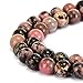 BRCbeads Gorgeous Natural Black Stripe Rhodochrosite Gemstone Smooth Round Loose Beads 10mm Approxi 15.5 inch 35pcs 1 Strand per Bag for Jewelry Making