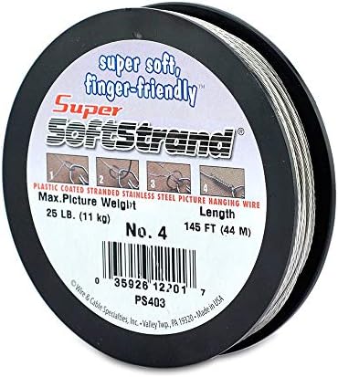 Hanging Solutions Size No.4 Super Softstrand Vinyl Coated Stainless Steel Picture Wrapping Wire, 25-Pound - Pack of 4
