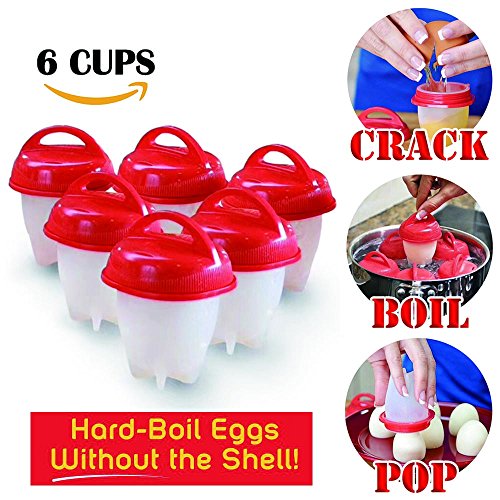 6 Pack Egg Cooker as Seen on Tv, BPA Free, Hard and Soft Make, Non Stick Silicone by Fonllam