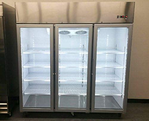 78" 3 Door Commercial Reach In Glass Front Freezer Merchandiser, MCF-8606SS, Stainless Steel, with LED lighting, for Restaurant