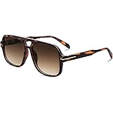 Tskestvy Square Retro Aviator Sunglasses for Women Men Tinted Colored Lens Vintage 70s Trendy Shades Oversized