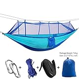 Double Camping Hammock Outdoor for Two with Mosquito Net and Straps, Light Weight Hammock with Bug Net Easy to Put for Boys Girls Couples