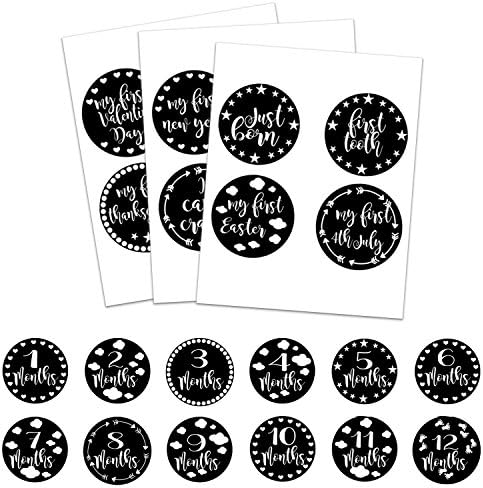 Baby Milestone Stickers 24 Pack Capture The First Year With Monthly, Holiday and "I can" Stickers Perfect for Girls and Boys Unisex Baby Shower Gift