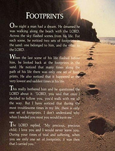Inspirational Footprints Poem in The Sand Canvas Wall Art Beautiful Picture Prints Living Room Bedroom Home Decor Decorations UnStretched and No Framed 32"x24"