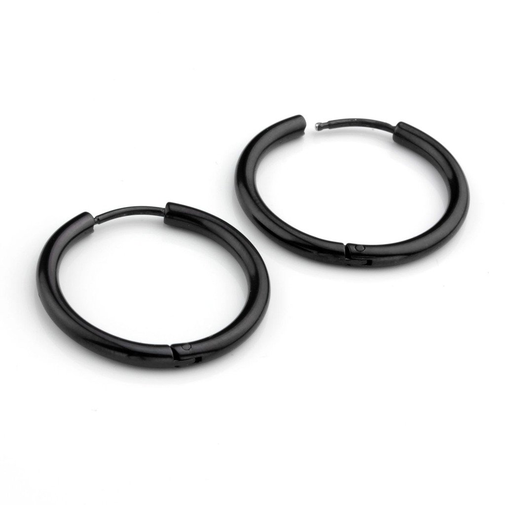 Zysta 2-10pcs Stainless Steel Black Small Round Tube Endless Hoop Earrings, Hypoallergenic for Cartilage, Nose, Ears, Tragus