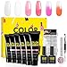 Poly Nail Gel Kit Builder Gel Polygel Nail Kit Enhancement Trial Temperature Color Changing Nail Technician French Kit 6 Colors All-in-One Professional French Kit