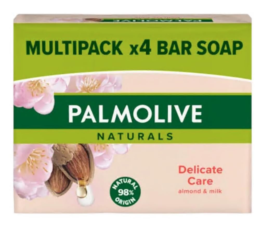 Luxury Almond Milk Soap Bar - Naturals Delicate Care for Sensitive Skin - Vegan, Moisturizing, Nourishing and Gentle Body, Hand and Face Cleansing 4x90g Bars