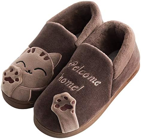 Women Men Memory Foam Winter Slippers Booties Animal Cute Cartoon Cat Warm Fuzzy Bedroom Shoes Big Girl Anti Skid