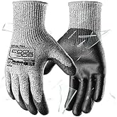 COOLJOB 12 Pairs A4 Cut Resistant Work Gloves with Grip, Polyurethane PU Coated, for Wood Carving, Glass Handling, Constructi