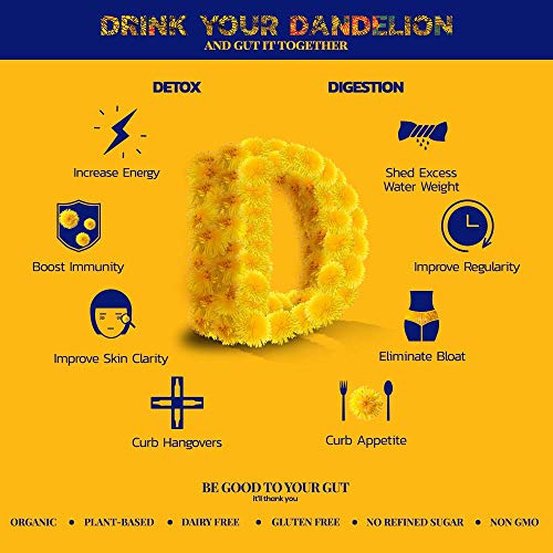 Prebiotic Tea LION (Blood Orange Ginger) Dandelion, Improve Digestion, Reduce Bloating, Our Prebiotics, Feed Your Probiotics, Boost Immune System, Delicious and Refreshing Bottled Tea, Dandelion Leaf
