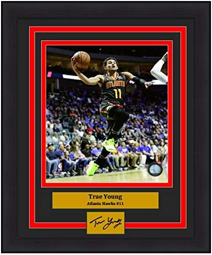 Trae Young in Action Hawks 8" x 10" Framed and Matted Basketball Photo with Engraved Autograph
