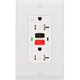 GFCI Outlet 20 Amp, UL Listed, Tamper-Resistant, Weather Resistant Receptacle Indoor or Outdoor Use, LED Indicator with Decor