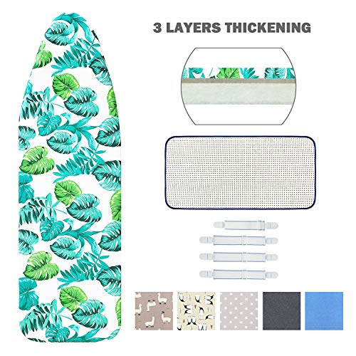 Ironing Board Cover and Pad Standard Size 15" x 54",Elastic Edges and 4 Adjustable Fasteners Make 3 Layer Padded Ironing Board Cover Surface Smoother,1 Large Protective Scorch Mesh Cloth