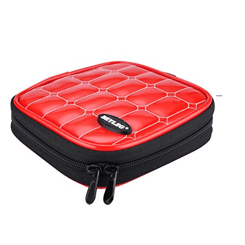 Wismart 32 Capacity Pu Leather Shell CD DVD Blu-ray Media Case Storage Holder Organizer Wallet for Car, Home, Office and Travel Carrying Protector Organizer(32-Capacity, Red) - Thumbnail 3