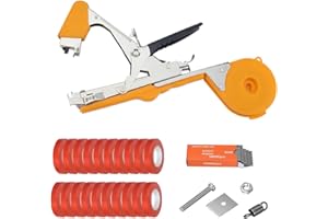 Kongsen Plant Tying Machine Set Vine Tying Machine for Climbing Plants, Tomato, Tomatoes, Vining Vegetables, Flower Planting,Cucumber, 10000pcs Staples 20 Rolls (Orange)