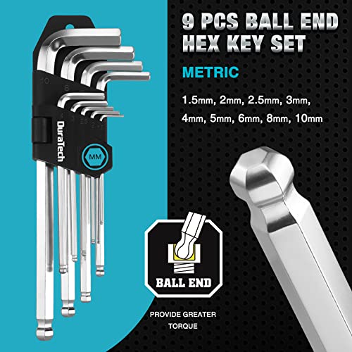 DuraTech Allen Wrenches sets, 27-Pieces Long Arm SAE & Metric Torx Star Ball End Hex Key Set