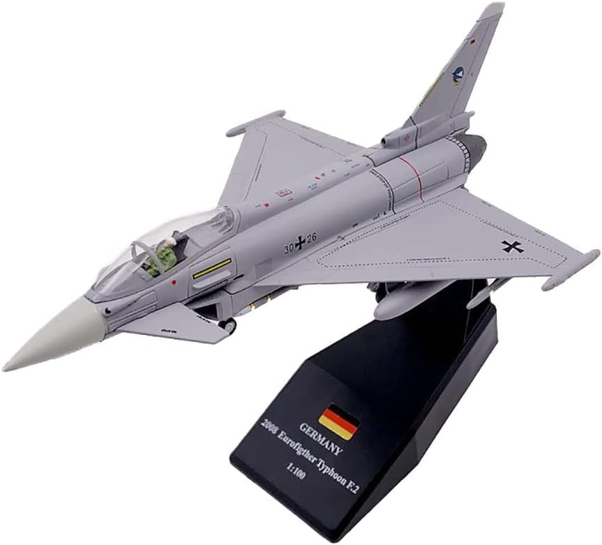 1/100 Eurofighter Typhoon EF-2000 Metal Diecast German Jet Fighter Aircraft Model for Display Collection or Gift
