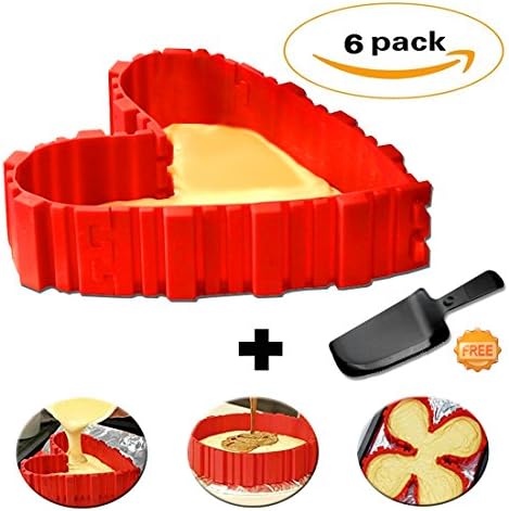 Cake Mold CETHIAS 6Pcs Bake Snake Flexible Food Grade Silicone Non-stick DIY Baking Mould with Bonus Cake Knife (Red)