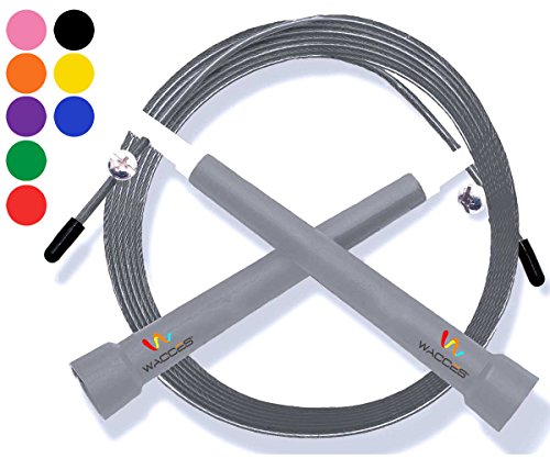 Wacces Premium Quality Adjustable Double Unders High Speed Jump Rope for Boxing, Martial Arts and Fitness (Gray)