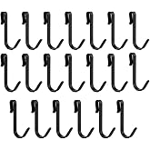 DSkoiph 20 Pcs J Shaped Snap On Hook, Black Wire Rack Hook Stainless Steel, Wire Shelf Hooks, Hanger Clip-on J Hooks for Kitchen Bedroom Office Store Black