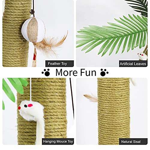PGFUN Palm Tree Cat Scratching Post for Indoor Cats 2 in 1 Natural