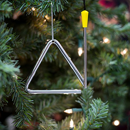 Triangle & Strikers Music Instrument Replica Christmas Ornament, Size 4 inch