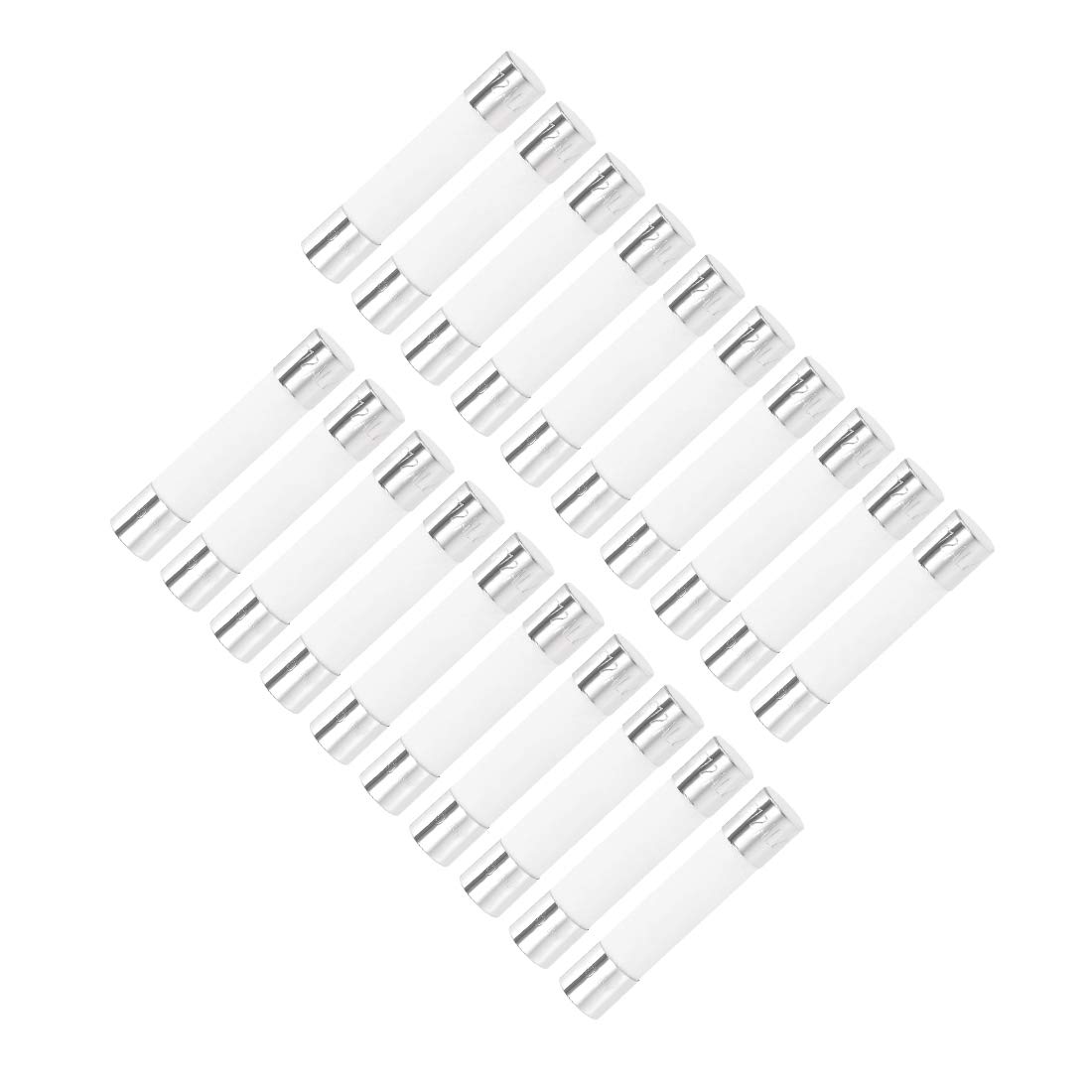 sourcing map Ceramic Cartridge Fuses 12A 250V 6x30mm Ceramic Fuses Fast Blow Replacement for Amplifier Energy Saving Lamp Ballast 10Pcs