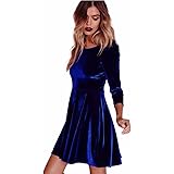 NEARTIME Women Dress,New Velvet Dress Three-Quarters Sleeve Dress Women Round Neck Dress by