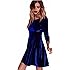 NEARTIME Women Dress,New Velvet Dress Three-Quarters Sleeve Dress Women Round Neck Dress by