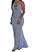 shekiss Sexy Women Summer Maxi Stripe Stretch Bodycon Party Bandage Club Dresses, Purplish Blue, Small