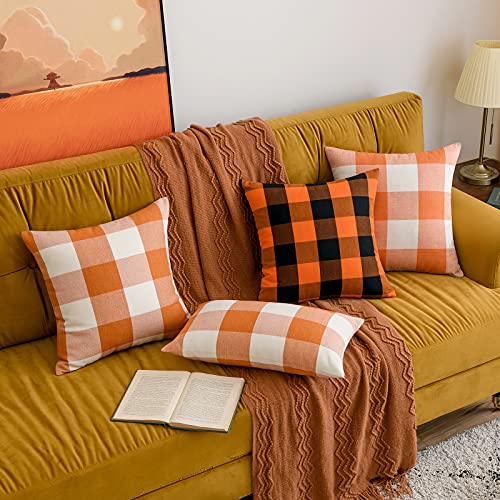 MIULEE Fall Decorative Classic Retro Checkers Plaids Throw Pillow Cover