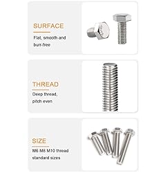 binifiMux 10-Pack M6 x 30mm Hexagon Screws Hex