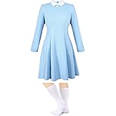 Geyoga Women's Blue Halloween Costume Long Sleeve Dress with Socks Halloween Cosplay Costume for party(Large)