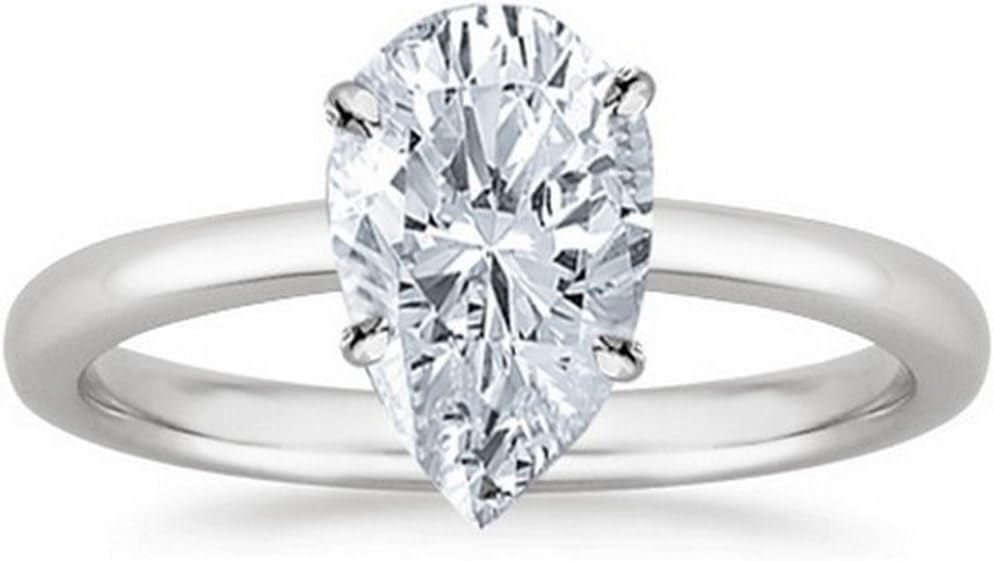 1/2-2 Carat GIA Certified Platinum Solitaire Pear Cut Diamond Engagement Ring (D-E Color, VVS1-VVS2 Clarity)