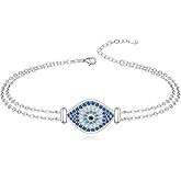 Fenthring Evil Eye Anklet Sterling Silver Turkish Blue Eyes Ankle Bracelets Anklets for Women Protection Chain Jewelry