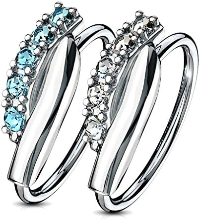 MoBody CZ Paved Surgical Steel Multi Purpose Piercing Hoop Nose Ring and Cartilage Earrings 20G (0.8mm)