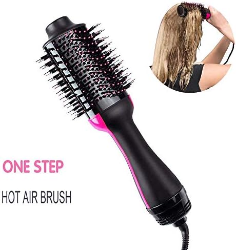 Bycws Hot Air Hair Brush & Volumizer, Negative Ion Straightening Brush Curl Brush, 2-in-1 Salon Lightweight Styling Hair Dryer and Styler, Multi-functional for Straight & Curly Hair