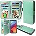 LG G6 Case, Harryshell(TM) Luxury 12 Card Slots Shockproof PU Leather Wallet Flip Protective Case with Wrist Strap & Removable Magnetic Back Cover for LG G6 (Mint)